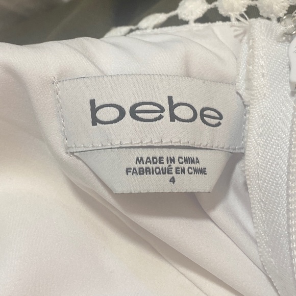 White Lace Bebe Body Contour Mini Dress with Straps - Picture 4 of 4